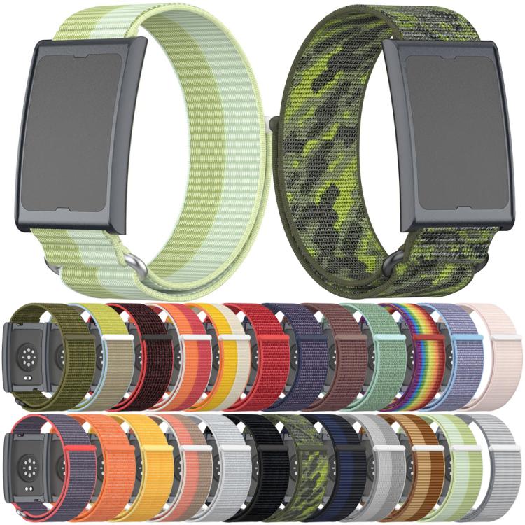 For Amazfit Helio Strap Metal Ring Two Sections Nylon Hook and Loop Fastener Watch Band(Olive Green) - free shipping - PMC TechLife - Order now!