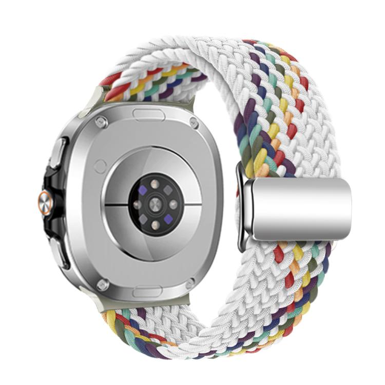 For Samsung Galaxy Watch8 / Watch8 Classic Magnetic Buckle Braided Nylon Watch Band(White Rainbow) - free shipping - PMC TechLife - Order now!