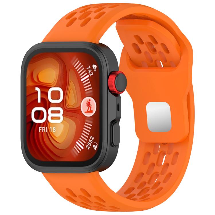 For Huawei Watch Fit4 / Fit4 Pro / Fit3 Mesh Silver Reverse Steel Buckle Silicone Watch Band(Orange) - free shipping - PMC TechLife - Order now!
