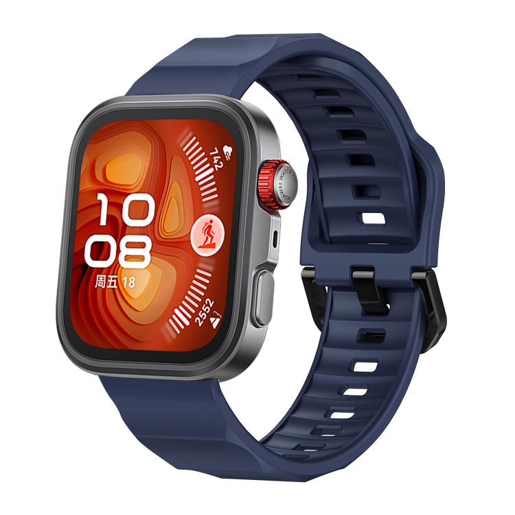 For Huawei Watch Fit3 / Fit4 / Fit4 Pro Wave Black Buckle Silicone Watch Band(Blue) - free shipping - PMC TechLife - Order now!