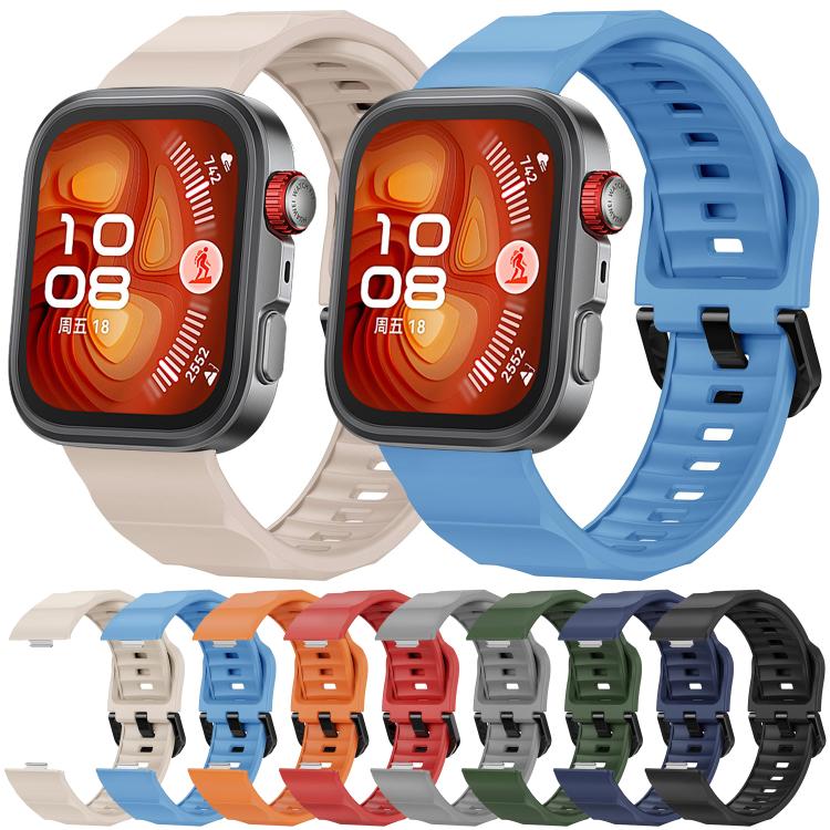 For Huawei Watch Fit3 / Fit4 / Fit4 Pro Wave Black Buckle Silicone Watch Band(Starlight) - free shipping - PMC TechLife - Order now!