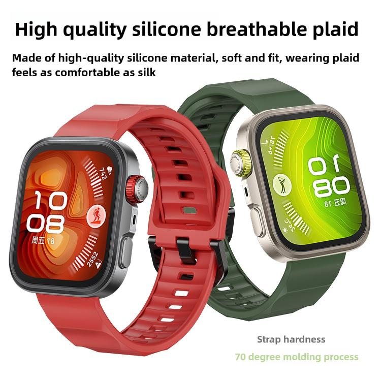 For Huawei Watch Fit3 / Fit4 / Fit4 Pro Wave Black Buckle Silicone Watch Band(Field Green) - free shipping - PMC TechLife - Order now!