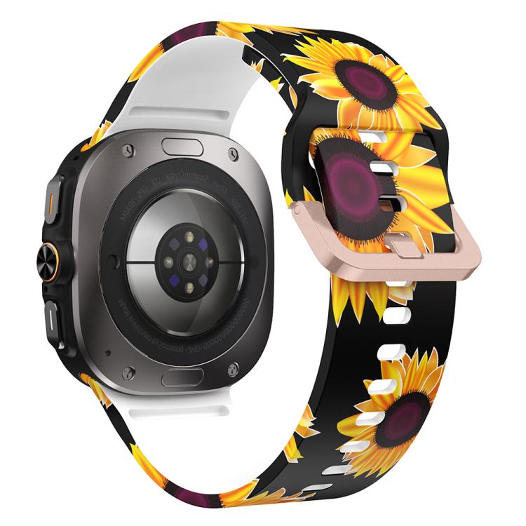 For Samsung Galaxy Watch Ultra 47mm / Ultra 2025 Printed Silicone Watch Band(Black Sunflower) - free shipping - PMC TechLife - Order now!