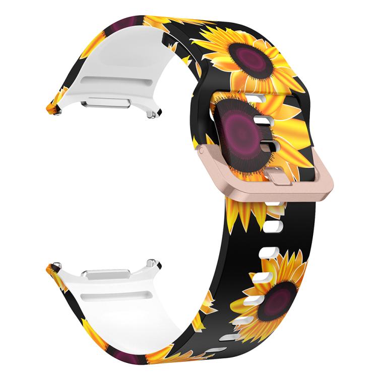 For Samsung Galaxy Watch Ultra 47mm / Ultra 2025 Printed Silicone Watch Band(Black Sunflower) - free shipping - PMC TechLife - Order now!