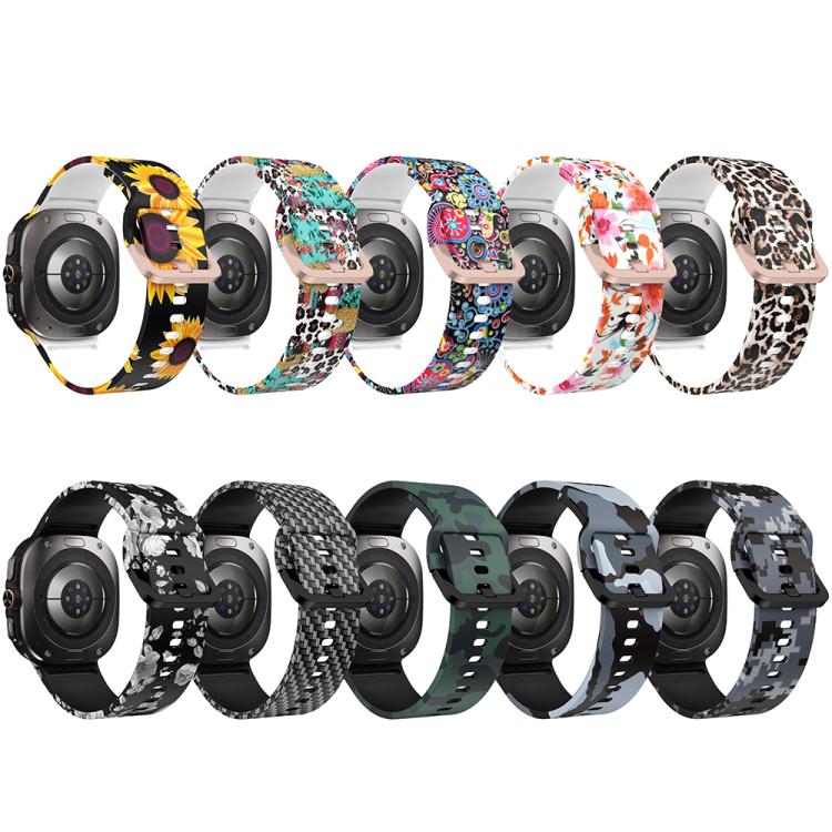 For Samsung Galaxy Watch Ultra 47mm / Ultra 2025 Printed Silicone Watch Band(Black Sunflower) - free shipping - PMC TechLife - Order now!