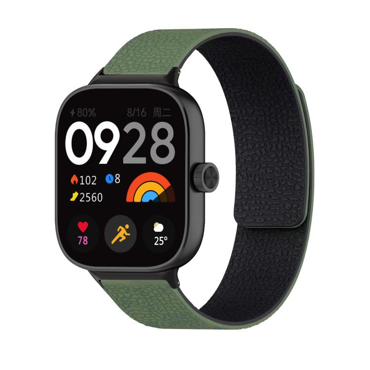 For Xiaomi Smart Band 9 Pro / Redmi Watch 5 Lychee Texture Soft Magnetic Silicone Watch Band(Green Black) - free shipping - PMC TechLife - Order now!