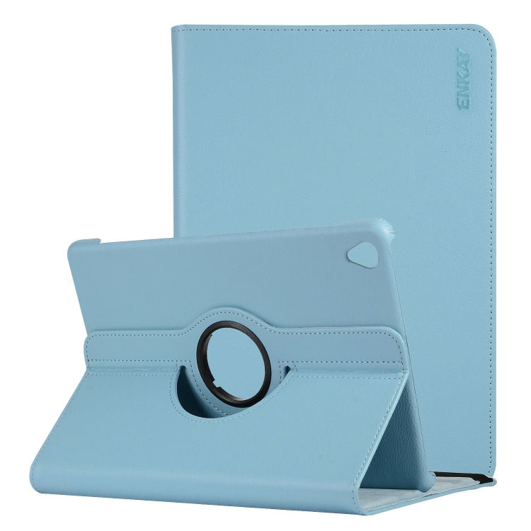 ENKAY 360 Degree Rotation Lichi Texture Leather Case with Holder for HUAWEI MediaPad M6 10.8 2019(Light Blue) - free shipping - PMc TechLife - Order now!