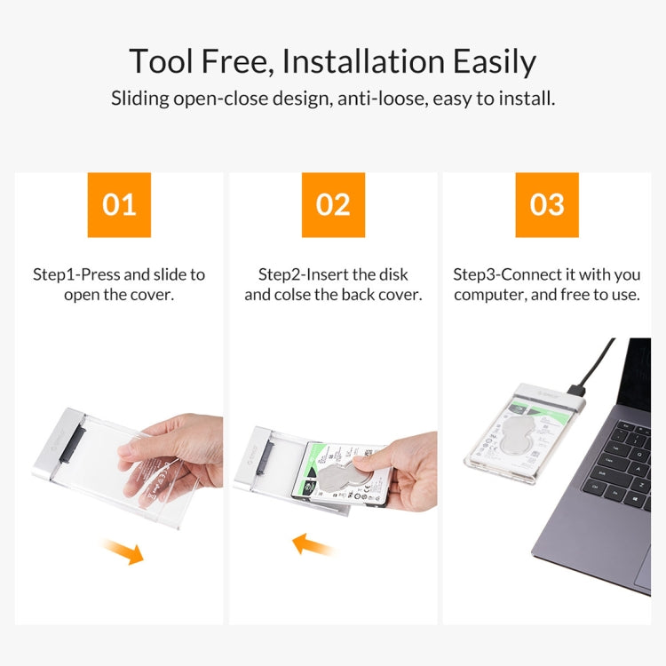 ORICO 2129U3 2.5 inch Transparent USB 3.0 Hard Drive Enclosure - HDD Enclosure by ORICO | Online Shopping South Africa | PMC Jewellery | Buy Now Pay Later Mobicred