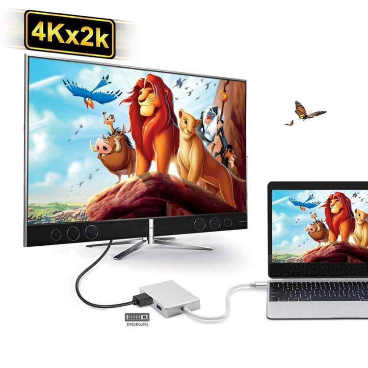 4 in 1 USB 3.1 USB C Type C to HDMI VGA DVI USB 3.0 Adapter Cable for Laptop Apple Macbook Google Chromebook Pixel - Cable & Adapters by PMC Jewellery | Online Shopping South Africa | PMC Jewellery | Buy Now Pay Later Mobicred