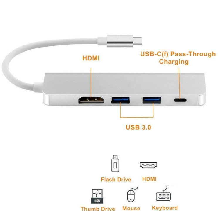 4 in 1 Type C Hub with HDMI  USB 3.0 Adapter for MacBook Hub USB Computer Peripherals USB Type C HDMI for MacBook Pro Air - USB HUB by PMC Jewellery | Online Shopping South Africa | PMC Jewellery | Buy Now Pay Later Mobicred