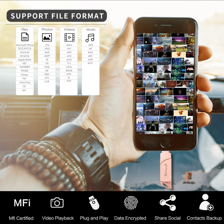 Richwell  DXZ128 USB Flash Disk 128G 3 in 1 Micro USB + 8 Pin + USB 3.0 Compatible IPhone & IOS(Black) - free shipping - PMC Jewellery - Order now!