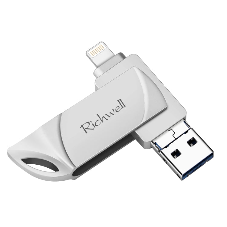 Richwell  DXZ128 USB Flash Disk 128G 3 in 1 Micro USB + 8 Pin + USB 3.0 Compatible IPhone & IOS(Silver) - U Disk & Card Reader by Richwell | Online Shopping South Africa | PMC Jewellery | Buy Now Pay Later Mobicred