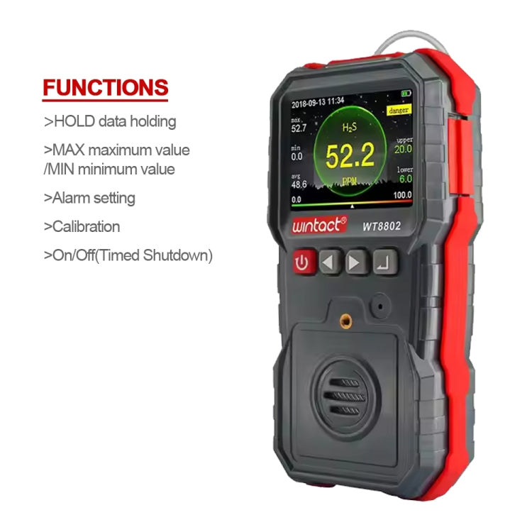 WINTACT WT8802 Hydrogen Sulfide Monitor Professional Rechargeable Gas Sensor High Sensitive Digital Sound-light Vibration Alarm H2S Detector - free shipping - PMC Jewellery - Order now!