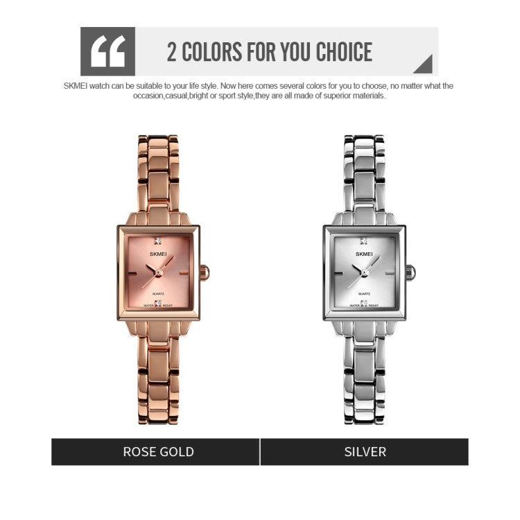 SKMEI 1407 Business Fashion Watch with Diamonds Delicate and Elegant Square Zinc Alloy Quartz Watch for Women Silvery - free shipping - PMC TechLife - Order now!