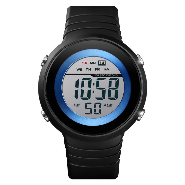 SKMEI 1497 Fashion Simple Backlight Single Display Electronic Watch Timing Alarm Watch(Blue White) - free shipping - PMC TechLife - Order now!