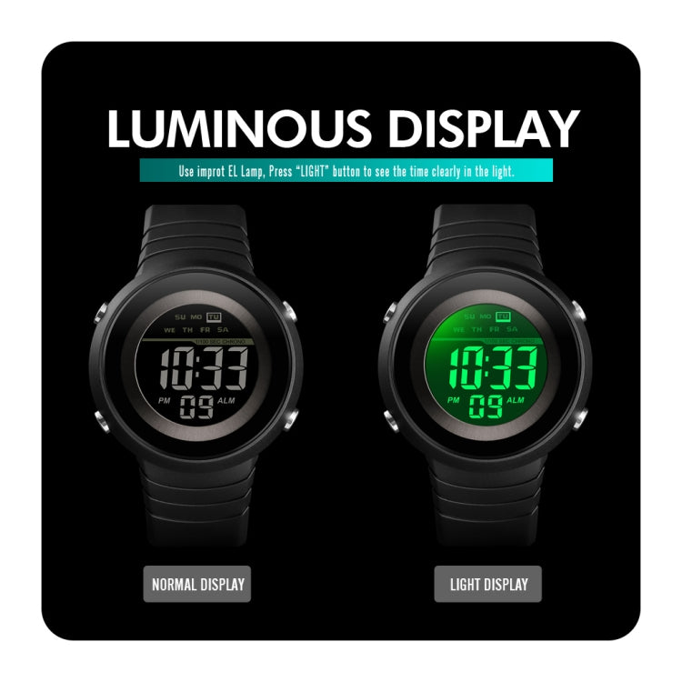SKMEI 1497 Fashion Simple Backlight Single Display Electronic Watch Timing Alarm Watch(Blue White) - free shipping - PMC TechLife - Order now!