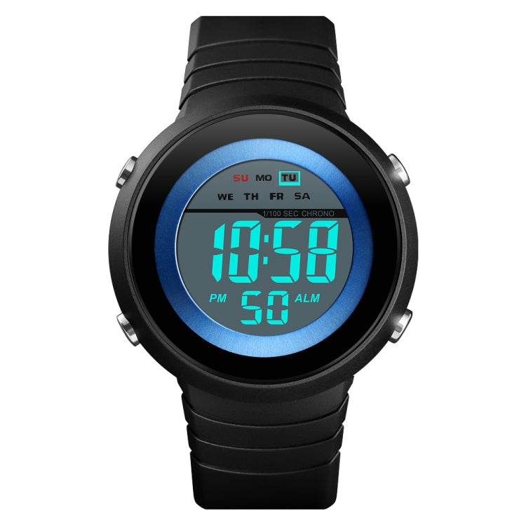 SKMEI 1497 Fashion Simple Backlight Single Display Electronic Watch Timing Alarm Watch(Blue White) - free shipping - PMC TechLife - Order now!