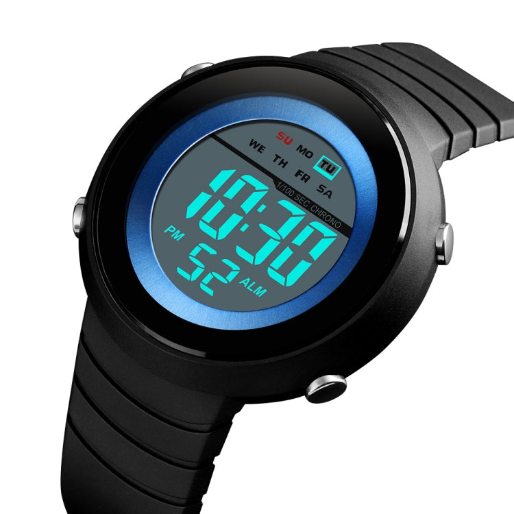 SKMEI 1497 Fashion Simple Backlight Single Display Electronic Watch Timing Alarm Watch(Blue White) - free shipping - PMC TechLife - Order now!