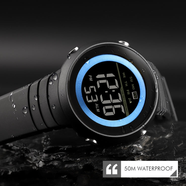 SKMEI 1497 Fashion Simple Backlight Single Display Electronic Watch Timing Alarm Watch(Blue Black) - free shipping - PMC TechLife - Order now!