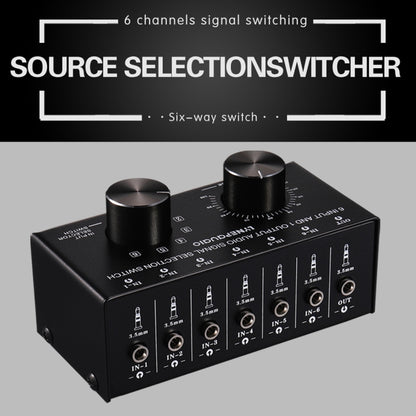 B017 6 Input 1 Output Audio Signal Selection Switcher Output Volume Adjustment Control 3.5mm Interface -  by PMC Jewellery | Online Shopping South Africa | PMC Jewellery | Buy Now Pay Later Mobicred