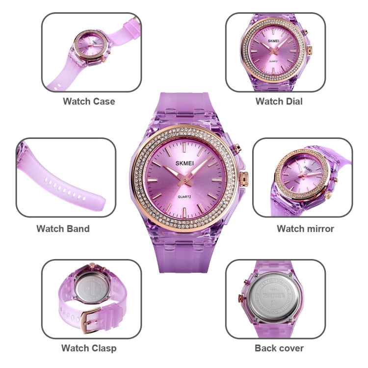 SkMEI 1553 Women LED Color Light Transparent Waterproof Watch Inlaid With Water Drill(Blue) - free shipping - PMC TechLife - Order now!