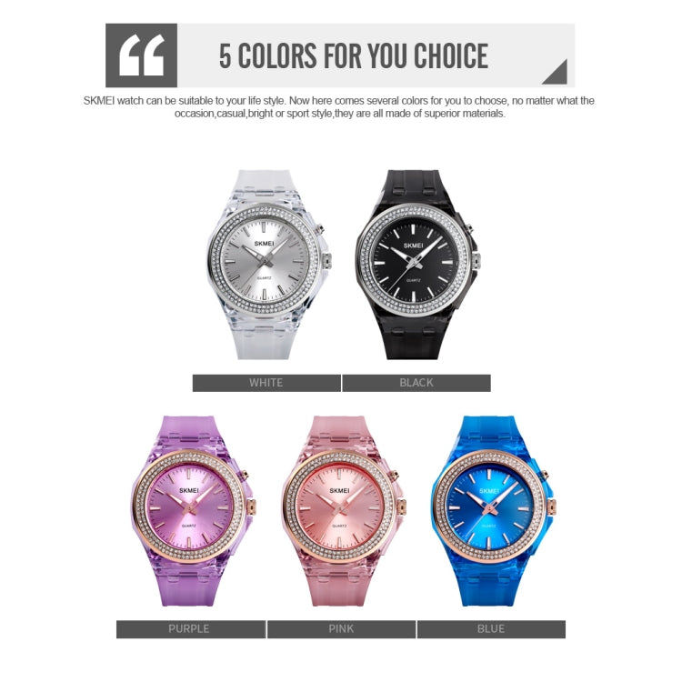 SkMEI 1553 Women LED Color Light Transparent Waterproof Watch Inlaid With Water Drill(Blue) - free shipping - PMC TechLife - Order now!