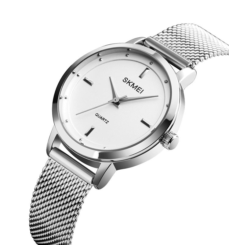 SKMEI 1528 Simple Fashion Lady Watch Casual Netting Scale(Silvery) - free shipping - PMC TechLife - Order now!