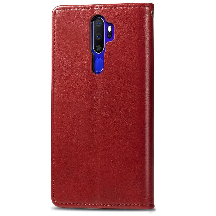 For OPPO A5 2020 / A9 2020 Retro Solid Color Leather Buckle Phone Case with Lanyard & Photo Frame & Card Slot & Wallet & Stand Function(Red) - OPPO Cases by PMC Jewellery | Online Shopping South Africa | PMC Jewellery | Buy Now Pay Later Mobicred
