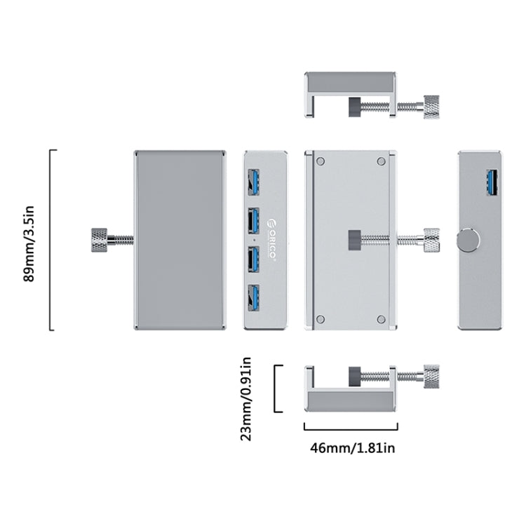 ORICO  MH4PU-P Aluminum Alloy 4 Ports USB3.0 Clip-type HUB(Black) - USB 3.0 HUB by ORICO | Online Shopping South Africa | PMC Jewellery | Buy Now Pay Later Mobicred