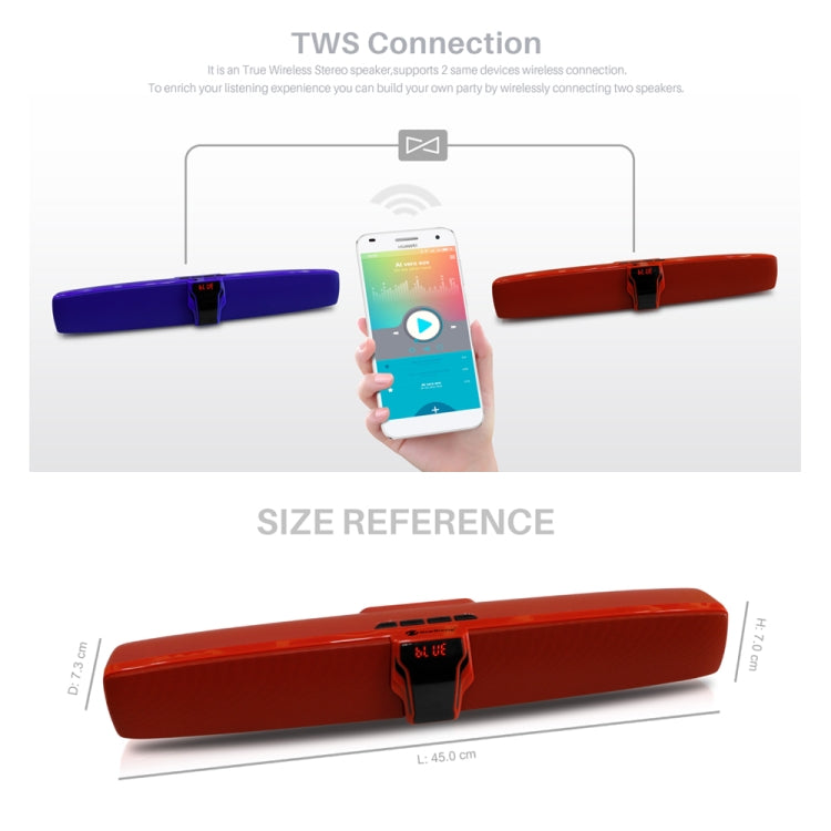 New Rixing NR7017 TWS Portable 10W Stereo Surround Soundbar Bluetooth Speaker with Microphone(Black) - free shipping - PMC Jewellery - Order now!