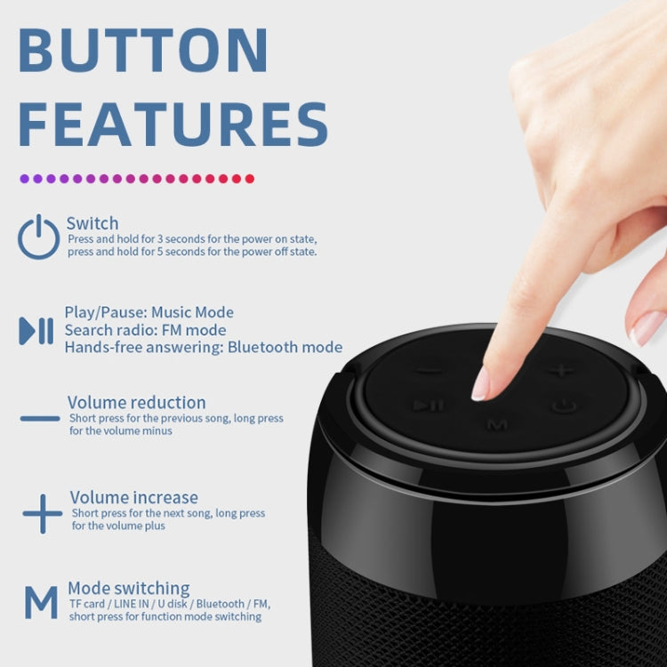 T&G TG113C Column Portable Bluetooth Mini Speaker FM Radio Waterproof Subwoofer Phone Holder Wireless Loundpeakers(Orange+Blue) - free shipping - PMC Jewellery - Order now!