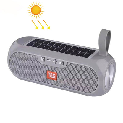 T&G TG182 Portable Column Wireless Stereo Music Box Solar Power waterproof USB AUX FM radio super bass(Grey) - Desktop Speaker by T&G | Online Shopping South Africa | PMC Jewellery | Buy Now Pay Later Mobicred