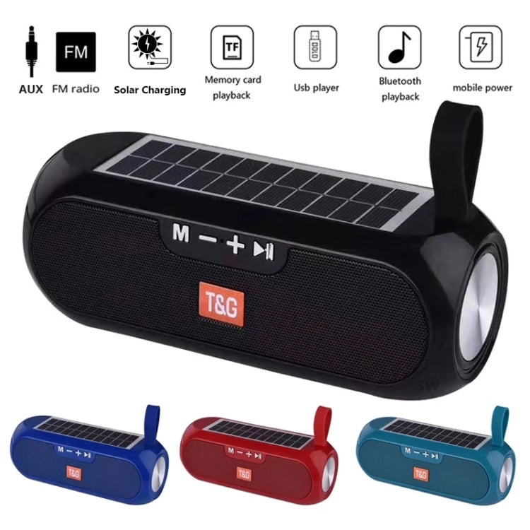 T&G TG182 Portable Column Wireless Stereo Music Box Solar Power waterproof USB AUX FM radio super bass(Red) - free shipping - PMC Jewellery - Order now!
