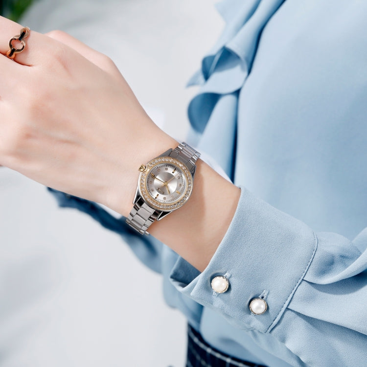 SKMEI 1534 elegant waterproof quartz steel band watch with diamond inlay(Silver  Gold) - free shipping - PMC TechLife - Order now!