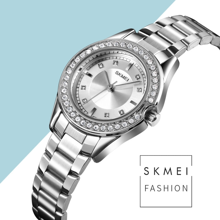 SKMEI 1534 elegant waterproof quartz steel band watch with diamond inlay(Silver) - free shipping - PMC TechLife - Order now!