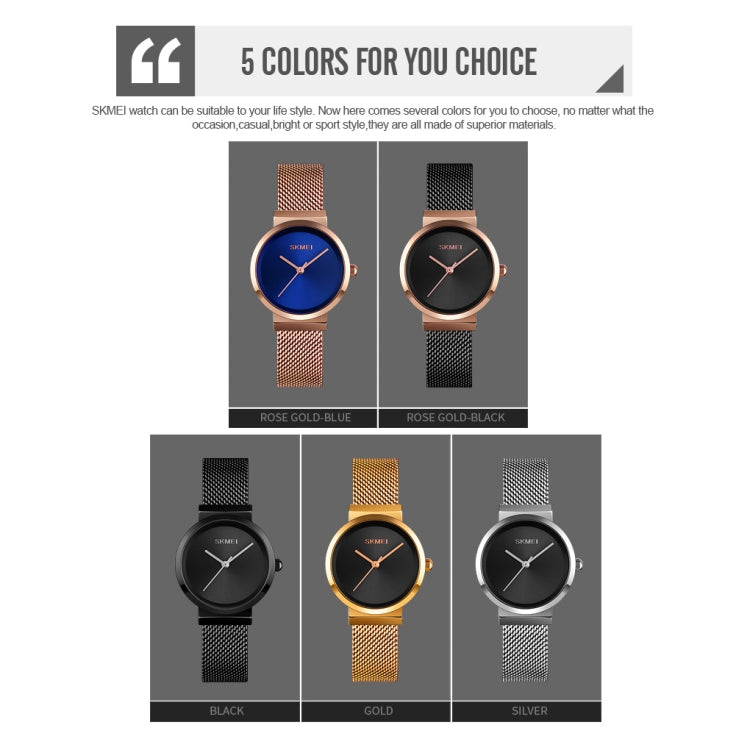 Skmei 1595 Fashion Elegant Scale Free Steel Mesh Belt Women's Watch Waterproof Business Student Quartz Watch Female(Black) - free shipping - PMC TechLife - Order now!