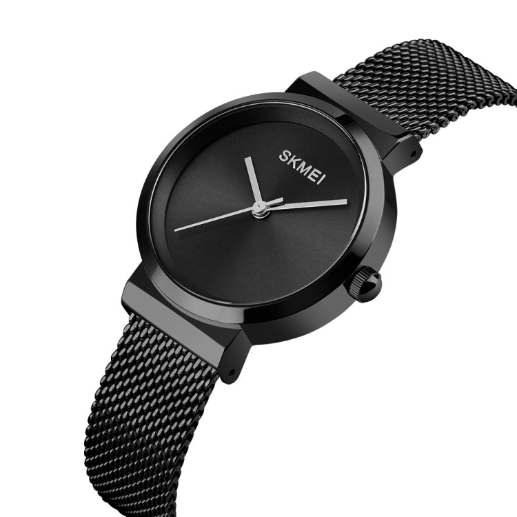 Skmei 1595 Fashion Elegant Scale Free Steel Mesh Belt Women's Watch Waterproof Business Student Quartz Watch Female(Black) - free shipping - PMC TechLife - Order now!