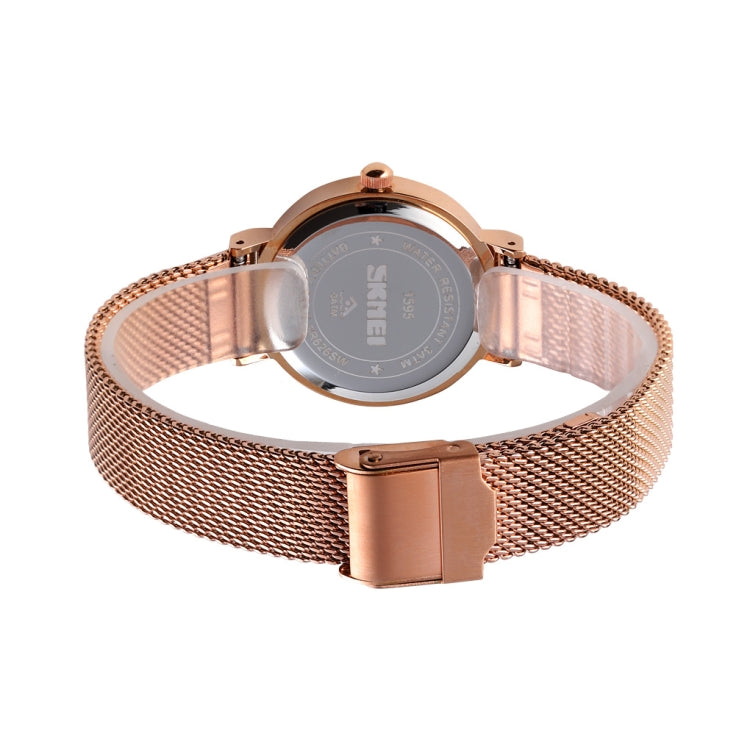 Skmei 1595 Fashion Elegant Scale Free Steel Mesh Belt Women's Watch Waterproof Business Student Quartz Watch Female(Black) - free shipping - PMC TechLife - Order now!
