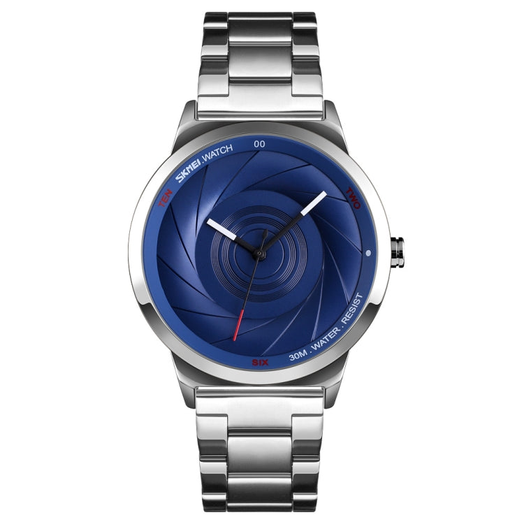 Skmei 9210 Fashion Trend Mens Business Wristwatch Simple Three-Dimensional Surface Waterproof Gold Quartz Watch Man(Silver Blue) - free shipping - PMC TechLife - Order now!