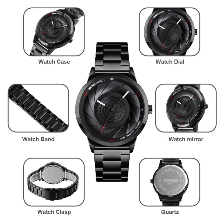 Skmei 9210 Fashion Trend Mens Business Wristwatch Simple Three-Dimensional Surface Waterproof Gold Quartz Watch Man(Silver Blue) - free shipping - PMC TechLife - Order now!