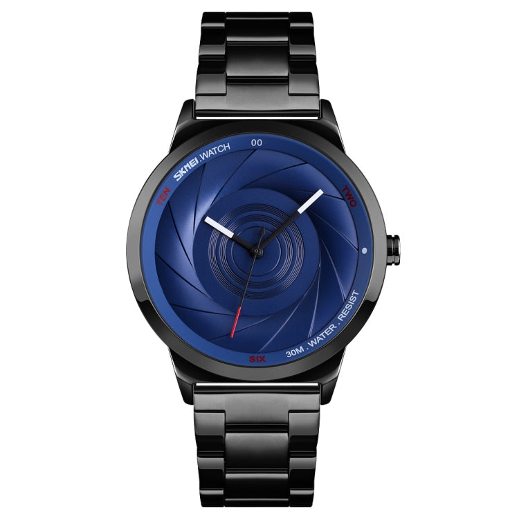Skmei 9210 Fashion Trend Mens Business Wristwatch Simple Three-Dimensional Surface Waterproof Gold Quartz Watch Man(Black Blue) - free shipping - PMC TechLife - Order now!