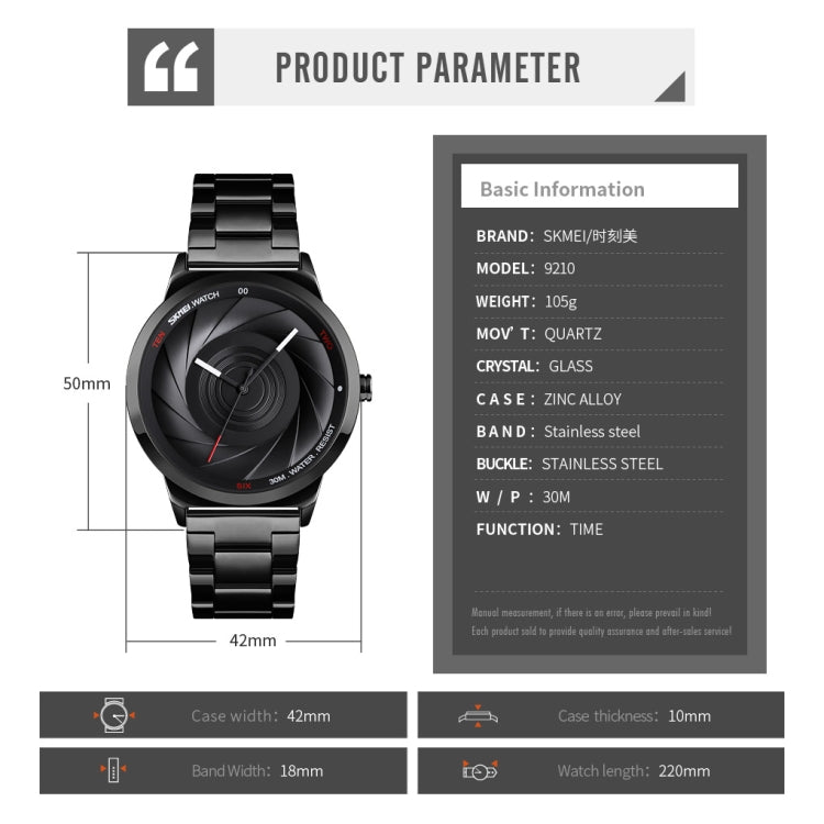 Skmei 9210 Fashion Trend Mens Business Wristwatch Simple Three-Dimensional Surface Waterproof Gold Quartz Watch Man(Silver Black) - free shipping - PMC TechLife - Order now!