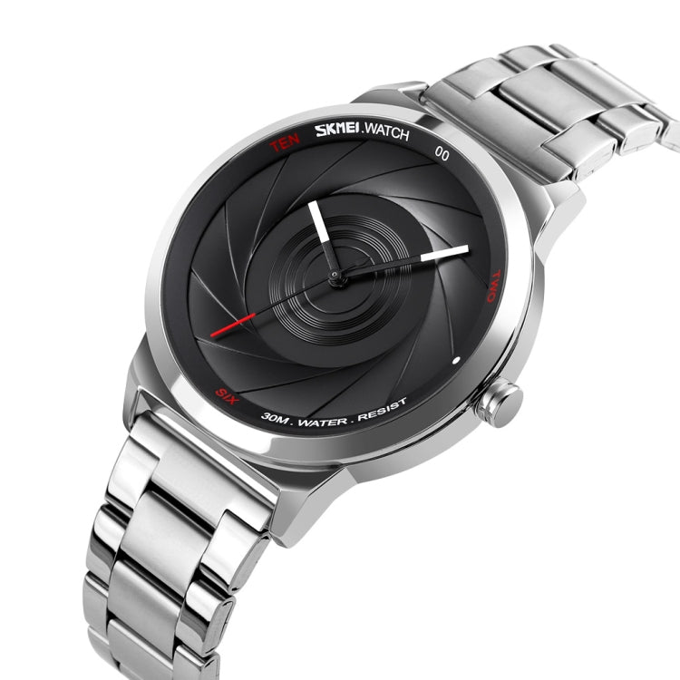 Skmei 9210 Fashion Trend Mens Business Wristwatch Simple Three-Dimensional Surface Waterproof Gold Quartz Watch Man(Silver Black) - free shipping - PMC TechLife - Order now!