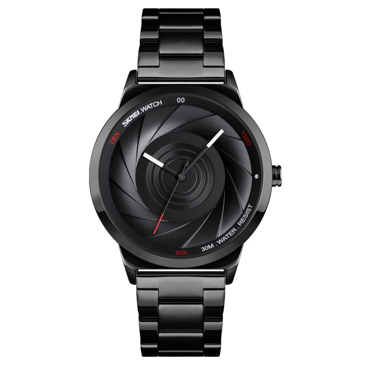 Skmei 9210 Fashion Trend Mens Business Wristwatch Simple Three-Dimensional Surface Waterproof Gold Quartz Watch Man(Black) - free shipping - PMC TechLife - Order now!