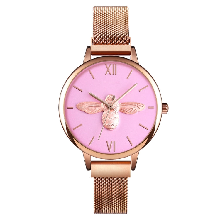 Skmei 9212 Fashion Lady Quartz Watch Student Female Temperament Waterproof Magnetic Suction Net Belt Watch(Pink) - free shipping - PMC TechLife - Order now!