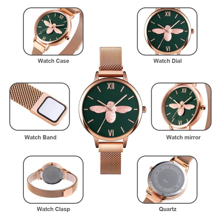 Skmei 9212 Fashion Lady Quartz Watch Student Female Temperament Waterproof Magnetic Suction Net Belt Watch(Flower Color) - free shipping - PMC TechLife - Order now!