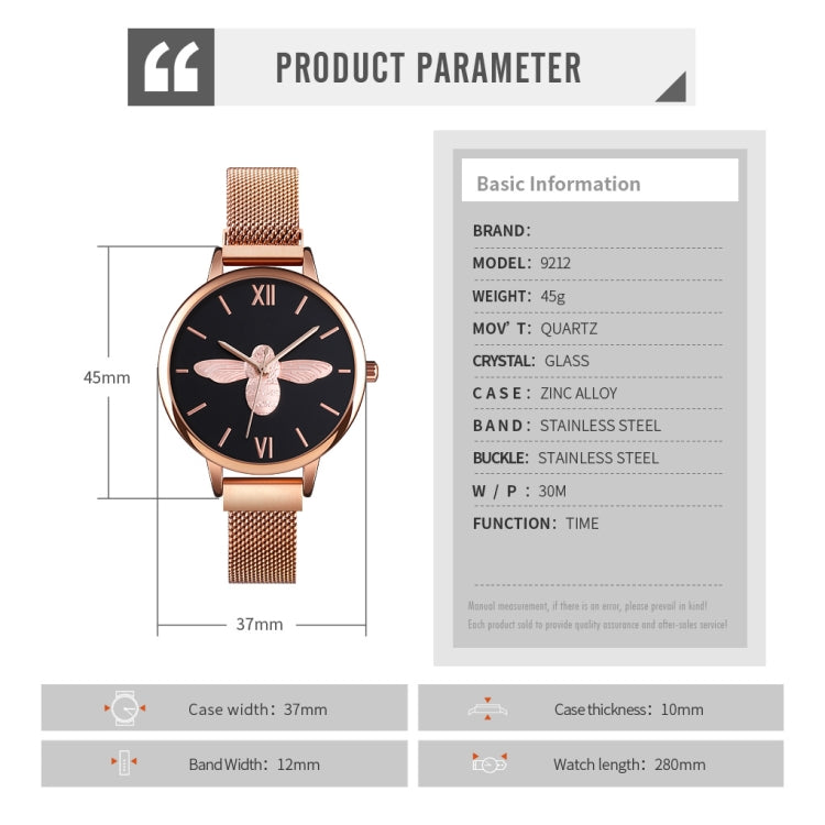 Skmei 9212 Fashion Lady Quartz Watch Student Female Temperament Waterproof Magnetic Suction Net Belt Watch(Flower Color) - free shipping - PMC TechLife - Order now!