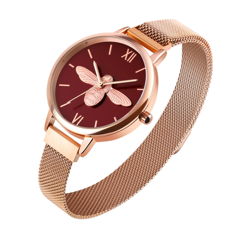 Skmei 9212 Fashion Lady Quartz Watch Student Female Temperament Waterproof Magnetic Suction Net Belt Watch(Red) - free shipping - PMC TechLife - Order now!