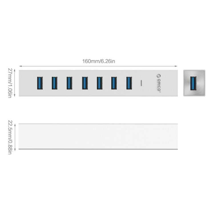 ORICO ASH7-U3 Aluminum Alloy 7 Ports USB 3.0 HUB - free shipping - PMC Jewellery - Order now!