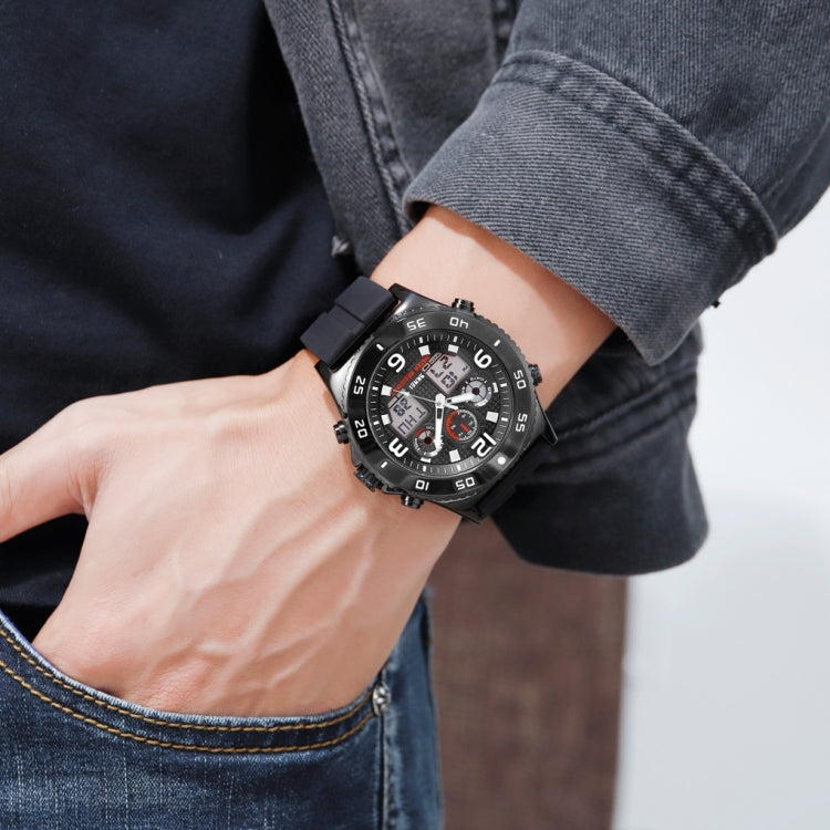 SKMEI 1538 Multi-Function Time Large Dial Steel Belt Men  Casual Sports Electronic Watch(Black-Silicone Belt) - free shipping - PMC TechLife - Order now!